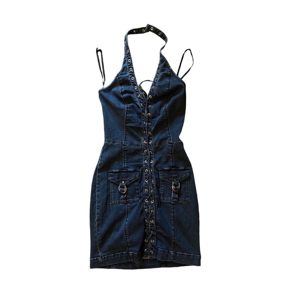 bebe lace up corset style bodycon dress